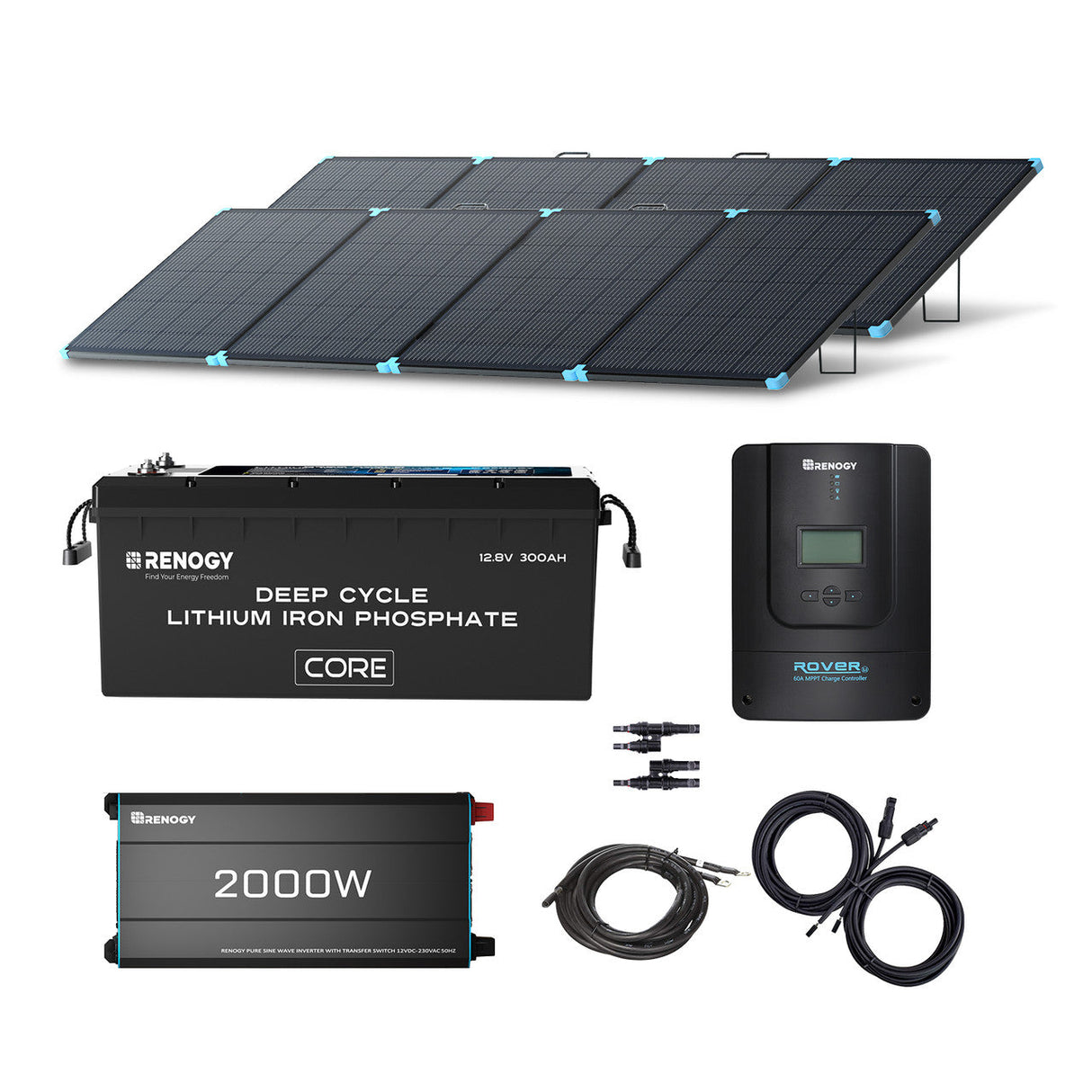 4kWh Portable Home Backup System 800W portable solar panel 12V 300Ah Lithium Battery 2000W pure sine wave invterter