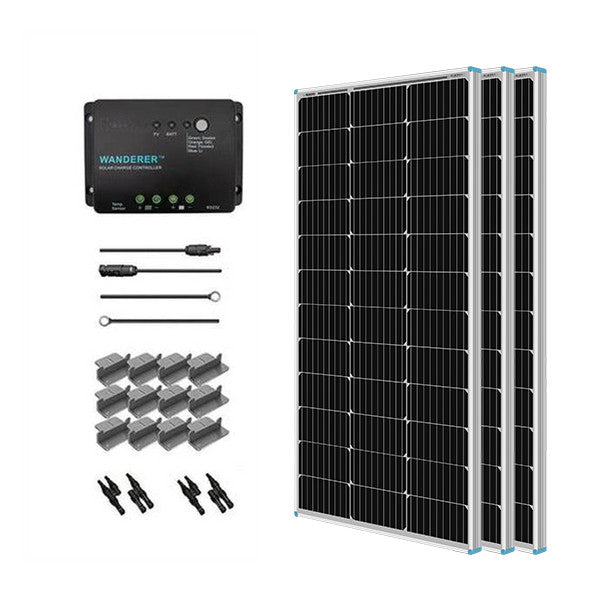 300 Watt 12 Volt Solar Starter Kit with 30A PWM Charge Controller