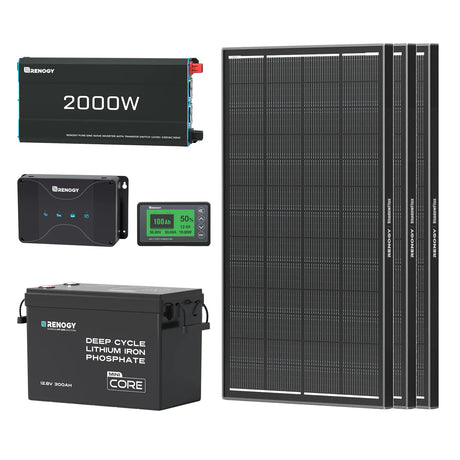 Kit de Energía para Caravana 3,84 kWh | Inversor 2000 W, Cargador de Batería 50 A