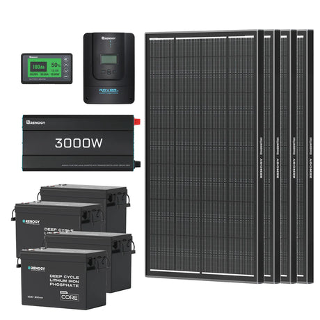 Kit de energía off-grid Renogy 15,36 kWh | Inversor 3000W, MPPT 60A