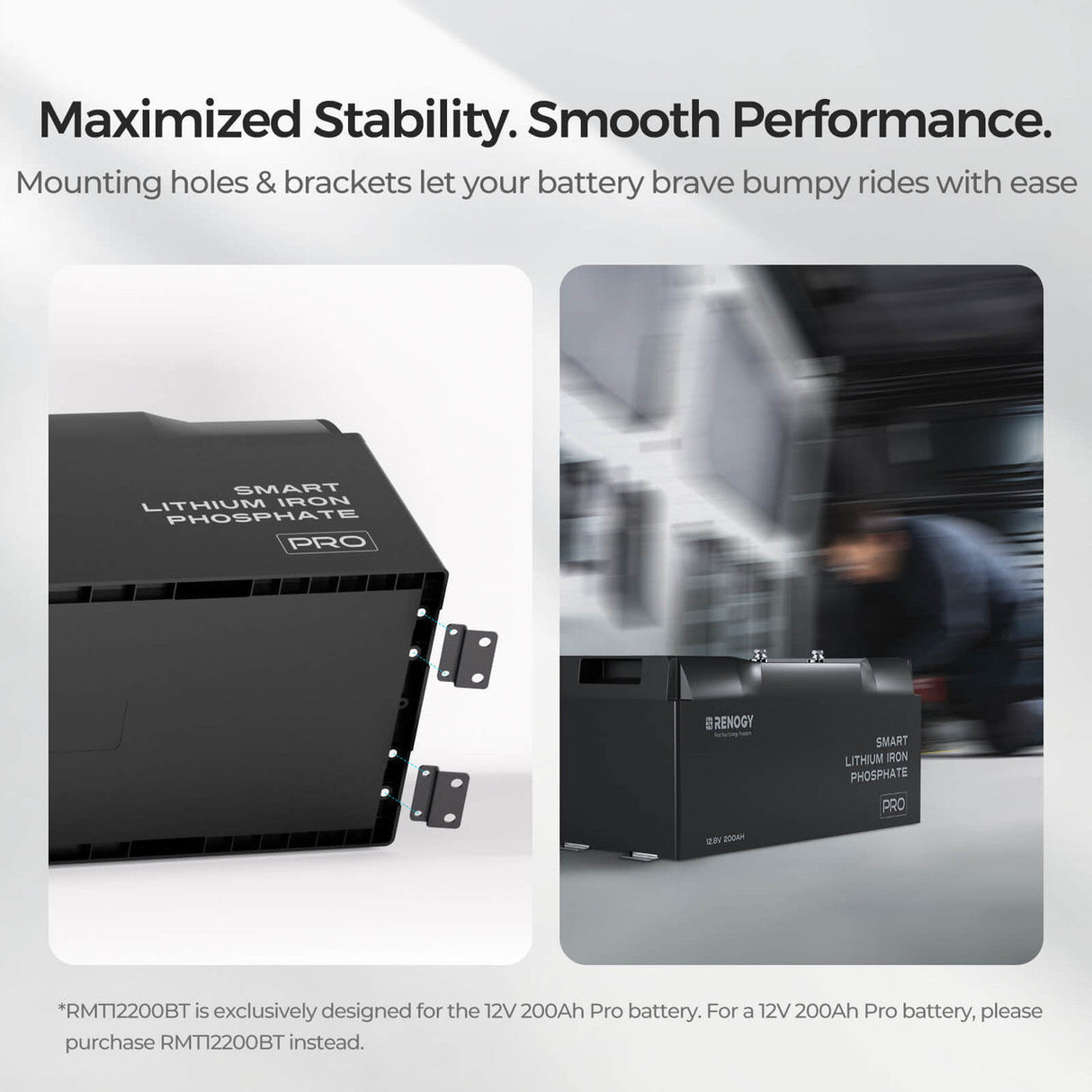 Renogy Mounting Brackets for 12V 200Ah Pro LiFePO4 Batteries (Set of 4)