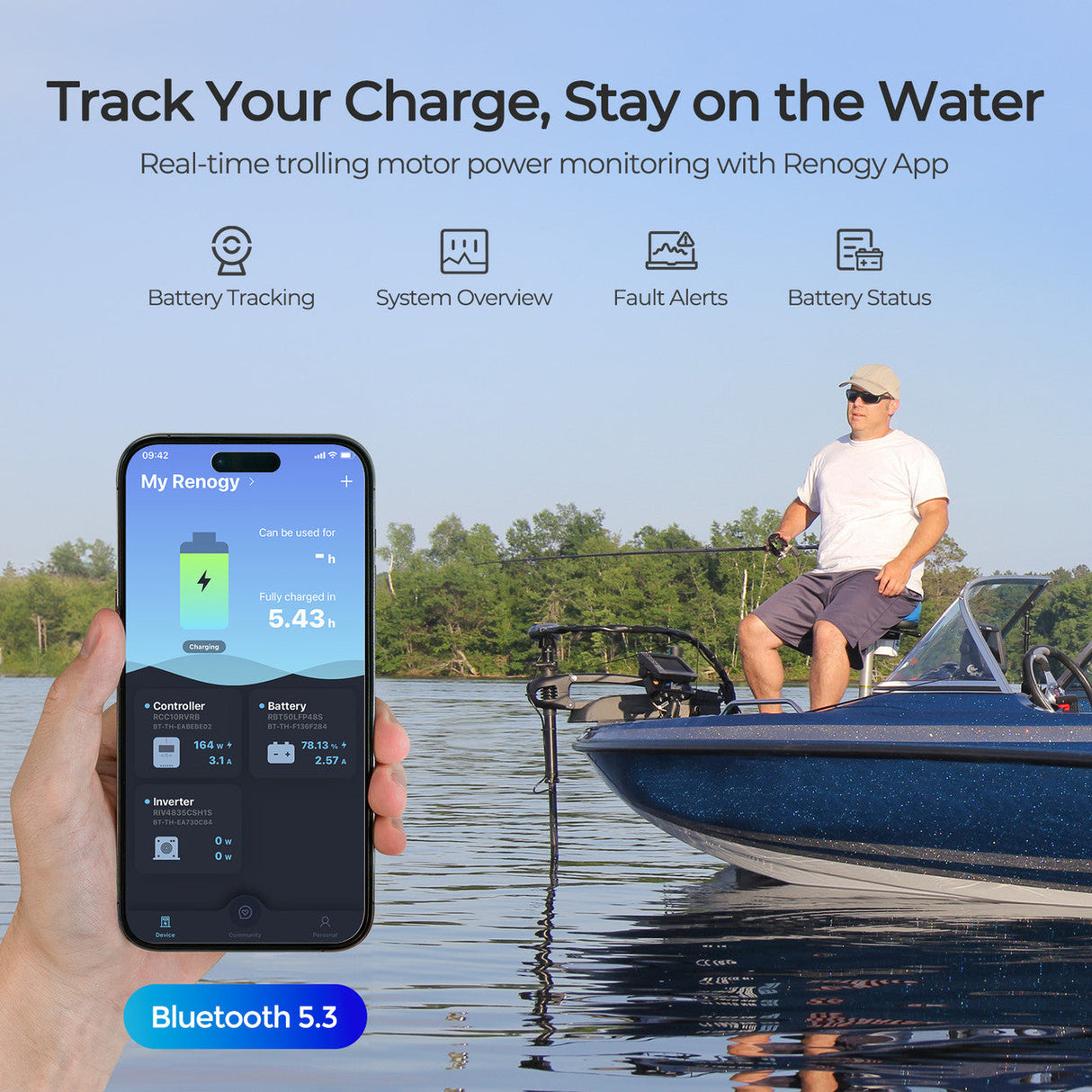 Core - 12V 100Ah Trolling Motor Group 24 LiFePO4 Battery w/ Bluetooth